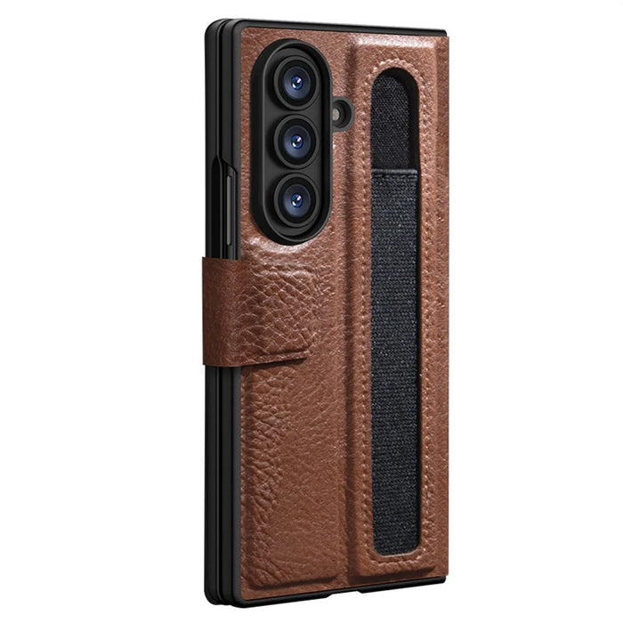 NILLKIN For Samsung Galaxy Z Fold7 5G Case PU + PC Stand Design Phone Cover with Card Slot - Brown - 4
