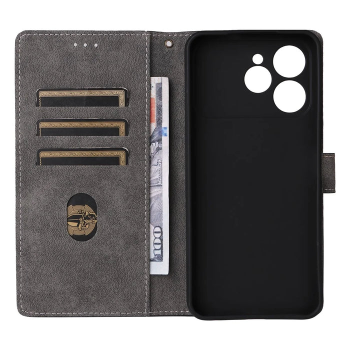 For TECNO Spark 40 4G Case Wallet RFID Blocking PU Leather Phone Cover Stand with Strap - Black - 3