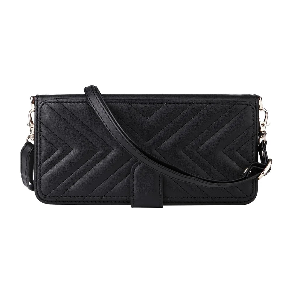 For Samsung Galaxy M36 5G Case with Shoulder / Wrist Strap Leather Phone Cover Stand Wallet - Black - 7