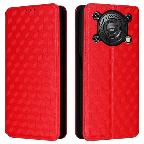 For Oukitel C60 Pro  /  C60 Case Wallet Rhombus Imprinted Leather Phone Cover - Red - 1
