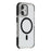 For iPhone 16 Plus Magnetic Case TPU Acrylic Clear Phone Back Cover with Lens Protector Kickstand - Black - 1