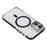 For iPhone 16 Plus Magnetic Case TPU Acrylic Clear Phone Back Cover with Lens Protector Kickstand - Black - 6