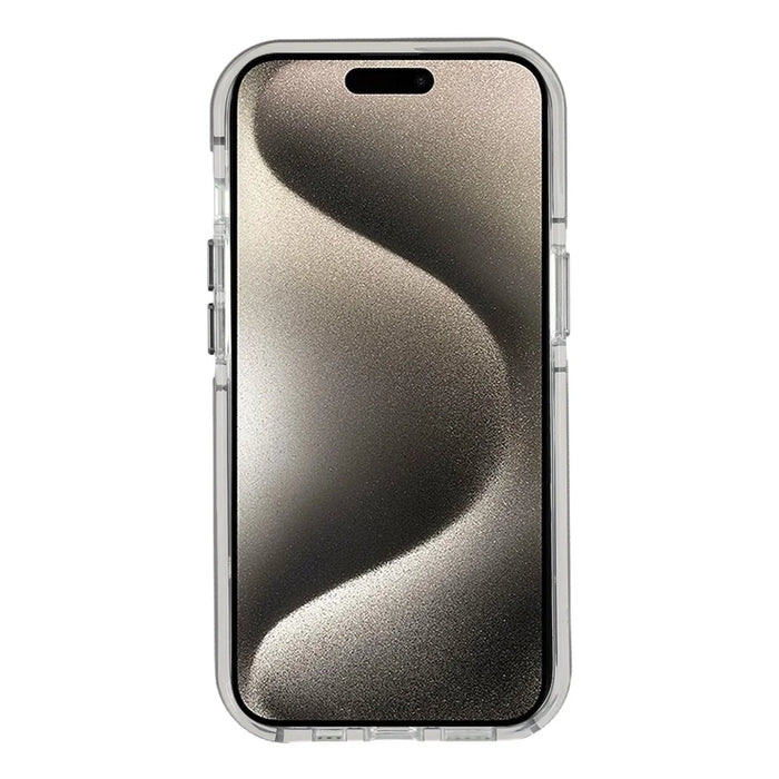 For iPhone 15 Magnetic Case TPU Acrylic Clear Phone Back Cover with Lens Protector Kickstand - Grey - 2