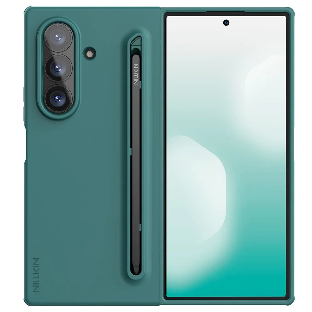 NILLKIN Flex Pure Fold Case for Samsung Galaxy Z Fold7 5G Silicone + PC Phone Cover with Stylus Pen - Green - 1