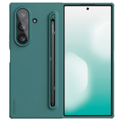 NILLKIN Flex Pure Fold Case for Samsung Galaxy Z Fold7 5G Silicone + PC Phone Cover with Stylus Pen - Green - 1