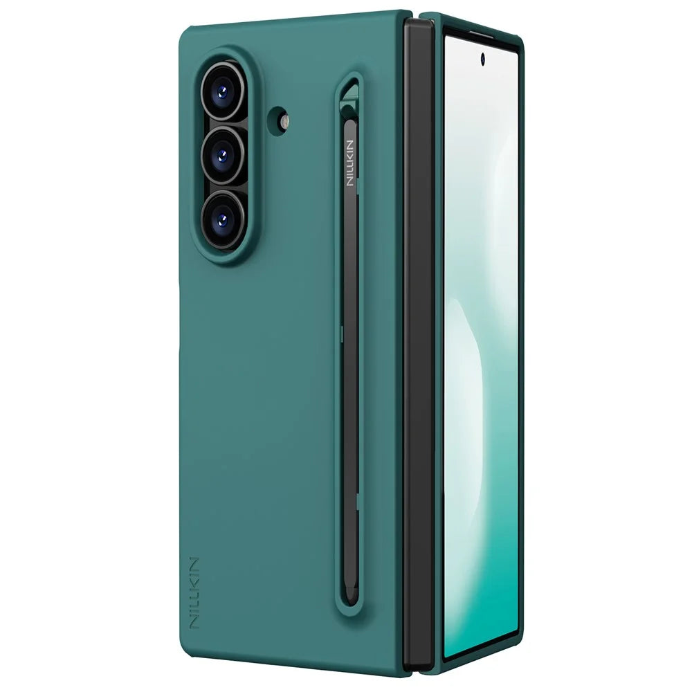 NILLKIN Flex Pure Fold Case for Samsung Galaxy Z Fold7 5G Silicone + PC Phone Cover with Stylus Pen - Green - 4