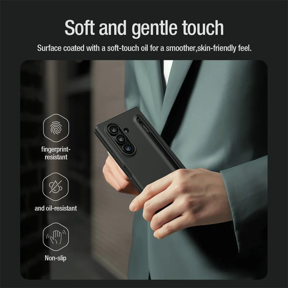 NILLKIN Flex Pure Fold Case for Samsung Galaxy Z Fold7 5G Silicone + PC Phone Cover with Stylus Pen - Green - 7