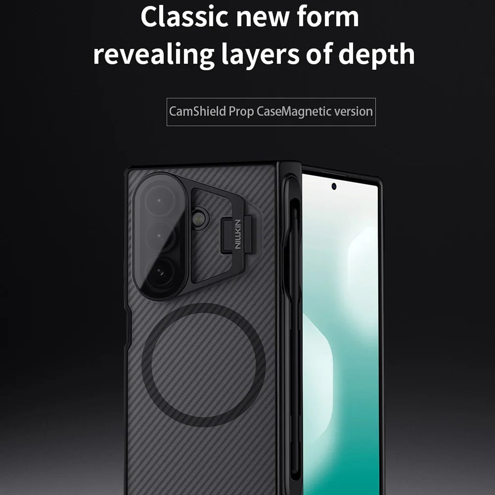 NILLKIN CamShield Prop Magnetic Translucent Series For Samsung Galaxy Z Fold7 5G Case with Stylus Pen Clear Camera Lid PC Phone Cover - 6
