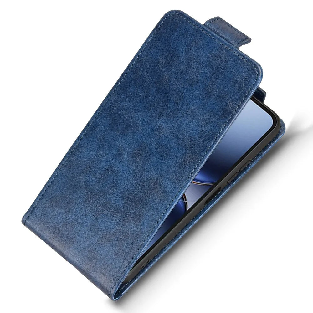 For TECNO Spark 40 4G Stand Case Magnetic Clasp Vertical Flip Leather Phone Cover with Card Holder - Dark Blue - 4