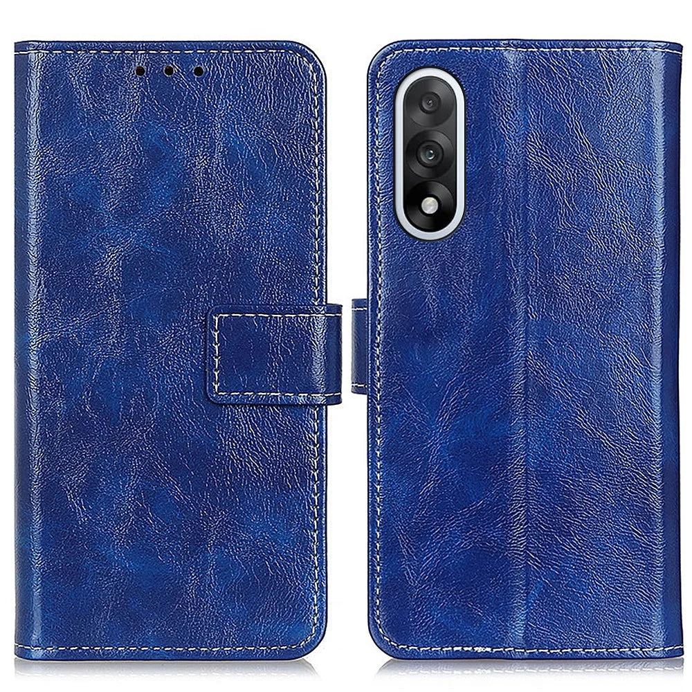 For OnePlus Nord 5 5G / Ace 5 Ultra 5G Case Wallet Leather Phone Cover Crazy Horse Texture - Blue - 1