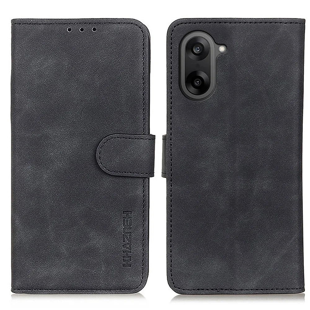 KHAZNEH For OnePlus Nord CE5 5G / Ace 5 Racing 5G Case PU Leather Retro Texture Phone Cover - Black - 1