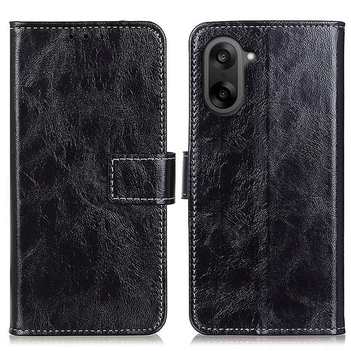 For OnePlus Nord CE5 5G / Ace 5 Racing 5G Case Wallet Leather Phone Cover Crazy Horse Texture - Black - 1