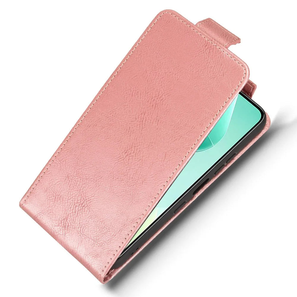 For Infinix Hot 60i 4G  /  Hot 60 5G Stand Case Magnetic Clasp Vertical Flip Leather Phone Cover with Card Holder - Rose Gold - 4