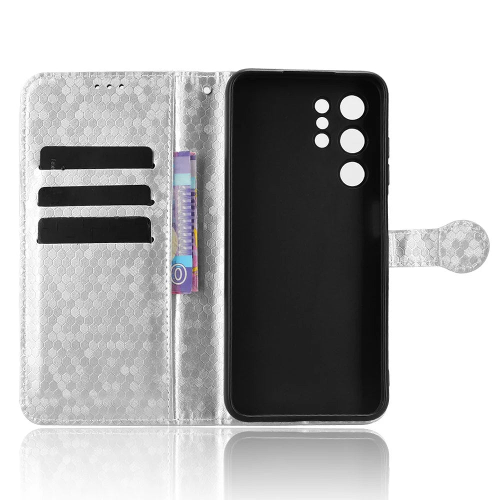 For Oukitel C1 Pro  /  C1 Wallet Case Dot Pattern Imprint PU Leather Phone Cover with Wrist Strap - Silver - 4