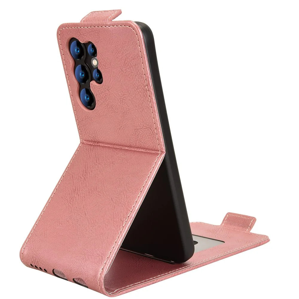 For Oukitel C1 Pro  /  C1 Stand Case Magnetic Clasp Vertical Flip Leather Phone Cover with Card Holder - Rose Gold - 2
