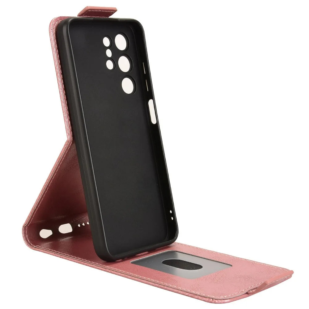 For Oukitel C1 Pro  /  C1 Stand Case Magnetic Clasp Vertical Flip Leather Phone Cover with Card Holder - Rose Gold - 3