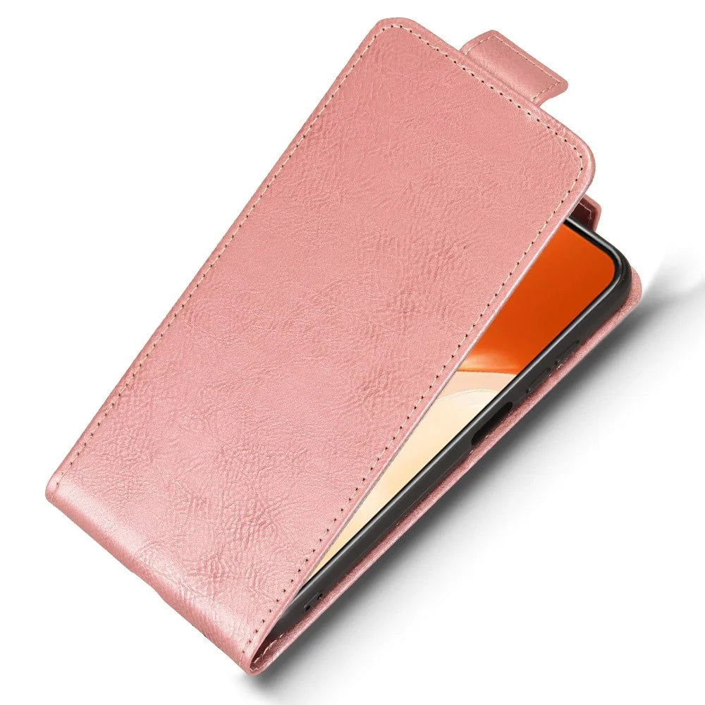 For Oukitel C1 Pro  /  C1 Stand Case Magnetic Clasp Vertical Flip Leather Phone Cover with Card Holder - Rose Gold - 4