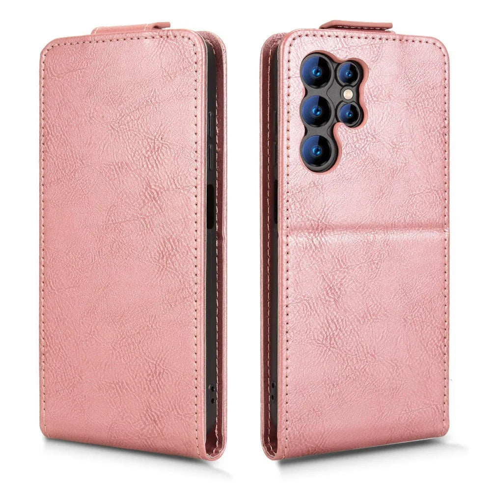 For Oukitel C1 Pro  /  C1 Stand Case Magnetic Clasp Vertical Flip Leather Phone Cover with Card Holder - Rose Gold - 5