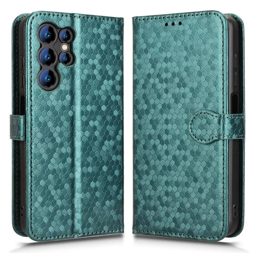 For Oukitel C61 Pro  /  C61 Wallet Case Dot Pattern Imprint PU Leather Phone Cover with Wrist Strap - Green - 1