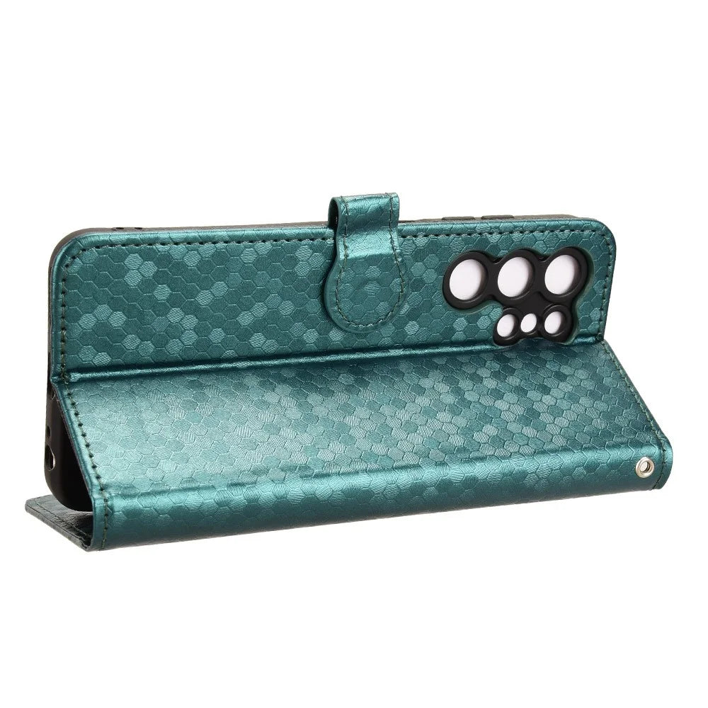 For Oukitel C61 Pro  /  C61 Wallet Case Dot Pattern Imprint PU Leather Phone Cover with Wrist Strap - Green - 3