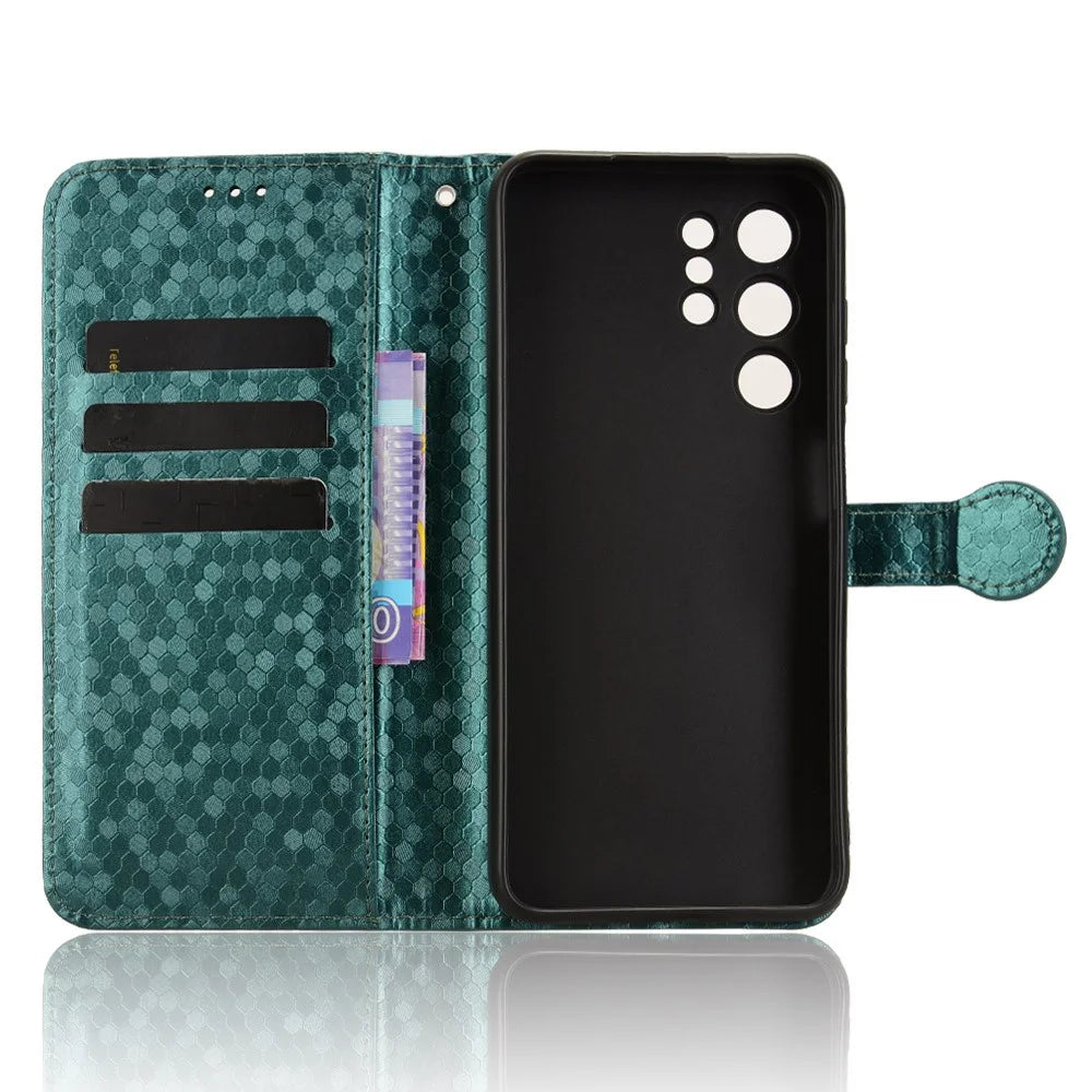 For Oukitel C61 Pro  /  C61 Wallet Case Dot Pattern Imprint PU Leather Phone Cover with Wrist Strap - Green - 4