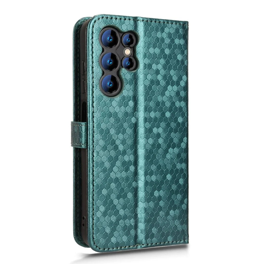 For Oukitel C61 Pro  /  C61 Wallet Case Dot Pattern Imprint PU Leather Phone Cover with Wrist Strap - Green - 6