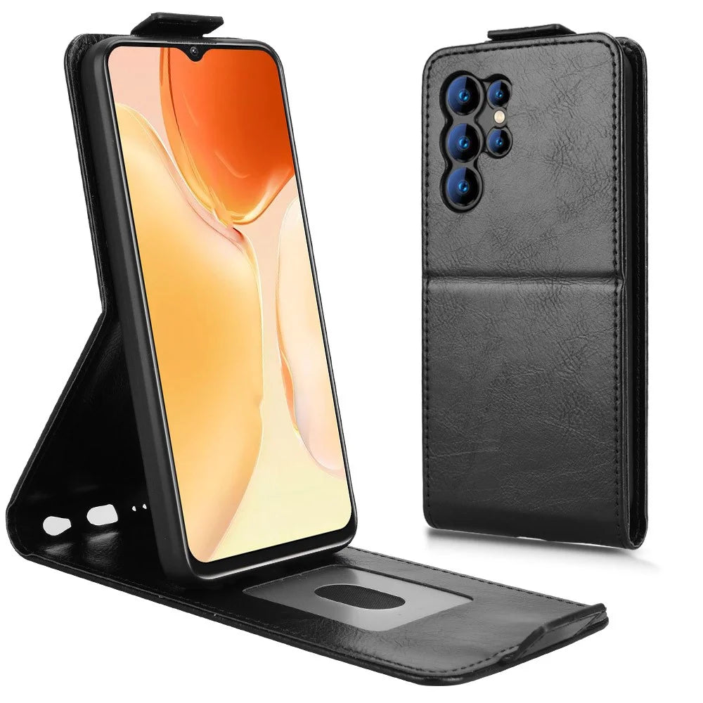 For Oukitel C61 Pro  /  C61 Stand Case Magnetic Clasp Vertical Flip Leather Phone Cover with Card Holder - Black - 1