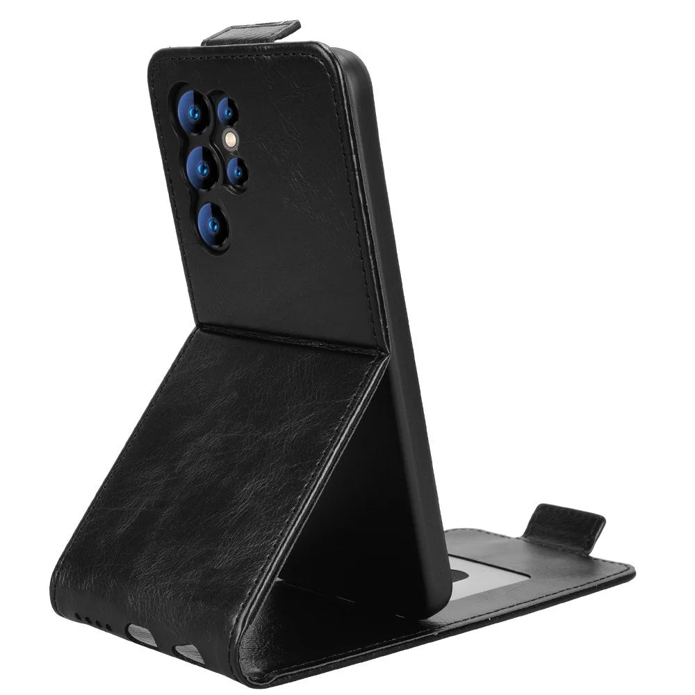 For Oukitel C61 Pro  /  C61 Stand Case Magnetic Clasp Vertical Flip Leather Phone Cover with Card Holder - Black - 2