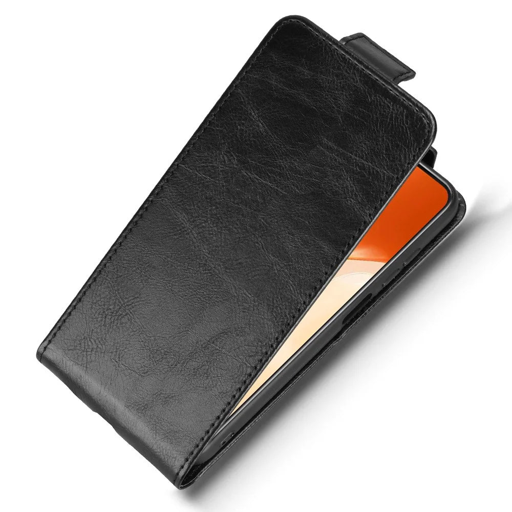 For Oukitel C61 Pro  /  C61 Stand Case Magnetic Clasp Vertical Flip Leather Phone Cover with Card Holder - Black - 4