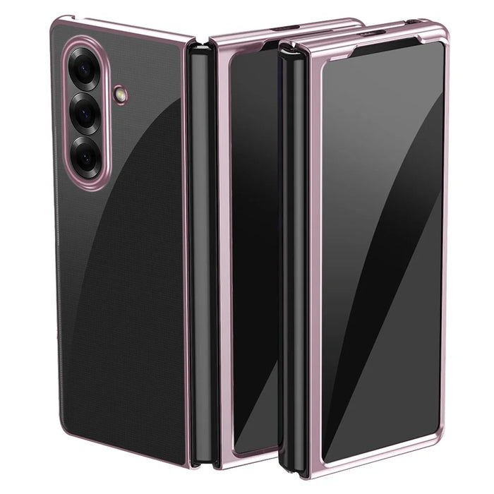 For Samsung Galaxy Z Fold7 5G Case Clear PC Electroplating Hard Phone Cover - Rose Gold - 1