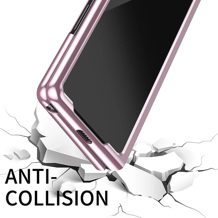 For Samsung Galaxy Z Fold7 5G Case Clear PC Electroplating Hard Phone Cover - Rose Gold - 4