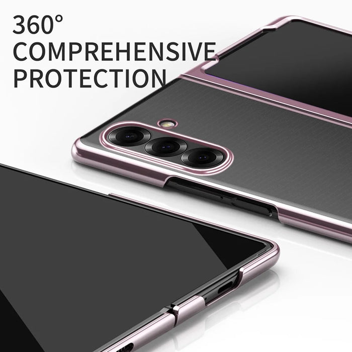 For Samsung Galaxy Z Fold7 5G Case Clear PC Electroplating Hard Phone Cover - Rose Gold - 6
