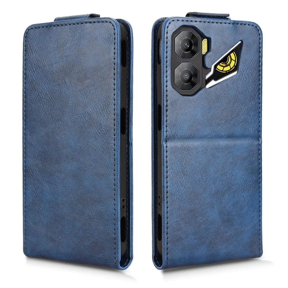 For ZTE nubia Neo 3 5G Stand Case Magnetic Clasp Vertical Flip Leather Phone Cover with Card Holder - Dark Blue - 5