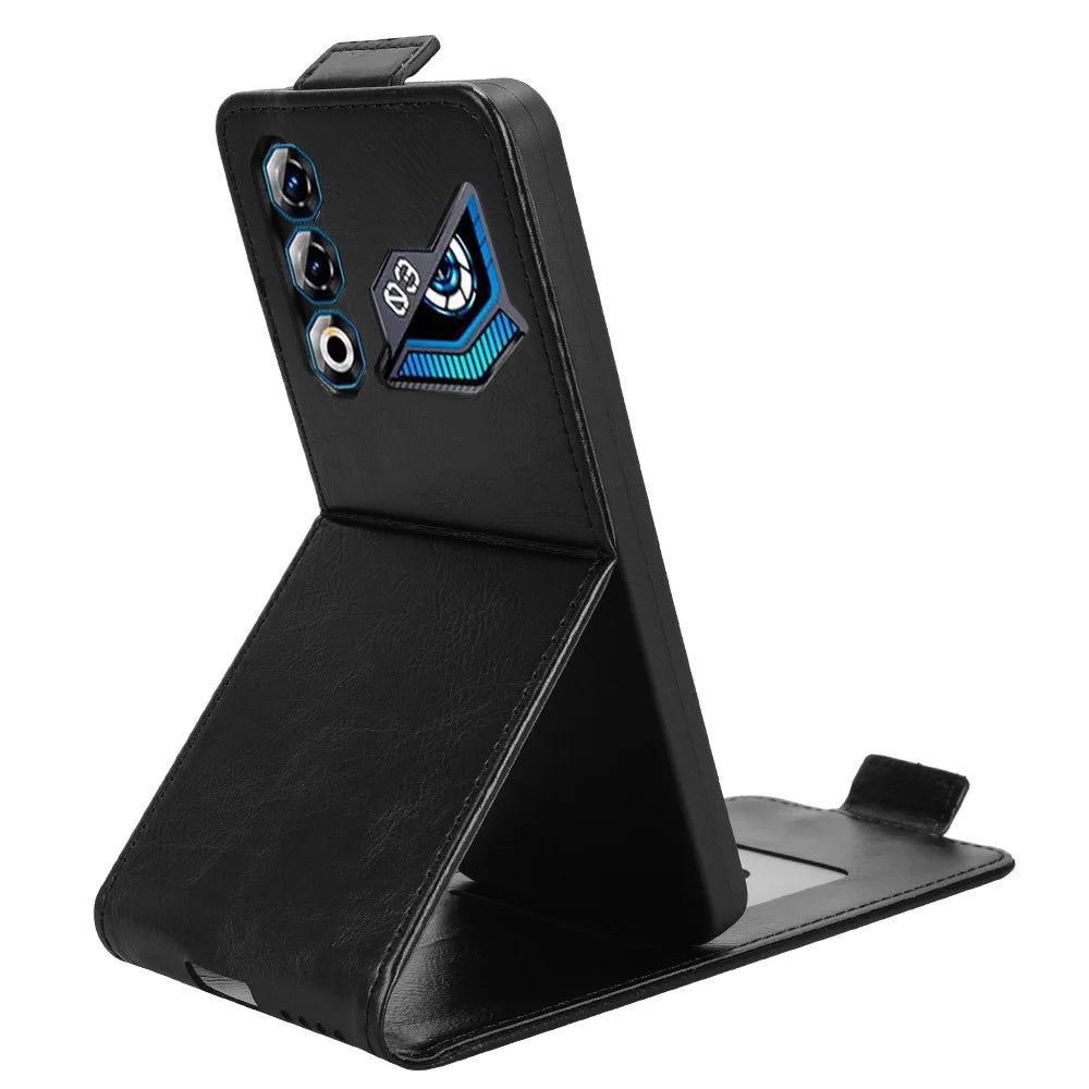 For ZTE nubia Neo 3 GT 5G Stand Case Magnetic Clasp Vertical Flip Leather Phone Cover with Card Holder - Black - 2