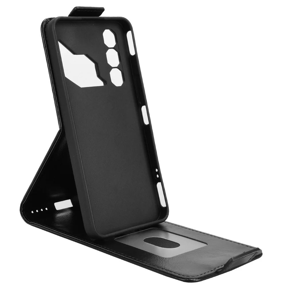 For ZTE nubia Neo 3 GT 5G Stand Case Magnetic Clasp Vertical Flip Leather Phone Cover with Card Holder - Black - 3