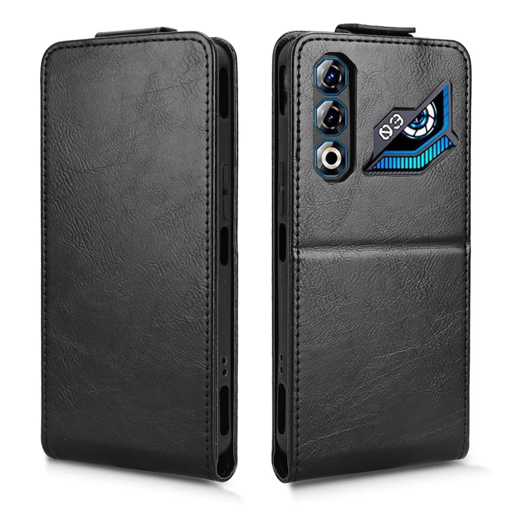 For ZTE nubia Neo 3 GT 5G Stand Case Magnetic Clasp Vertical Flip Leather Phone Cover with Card Holder - Black - 5