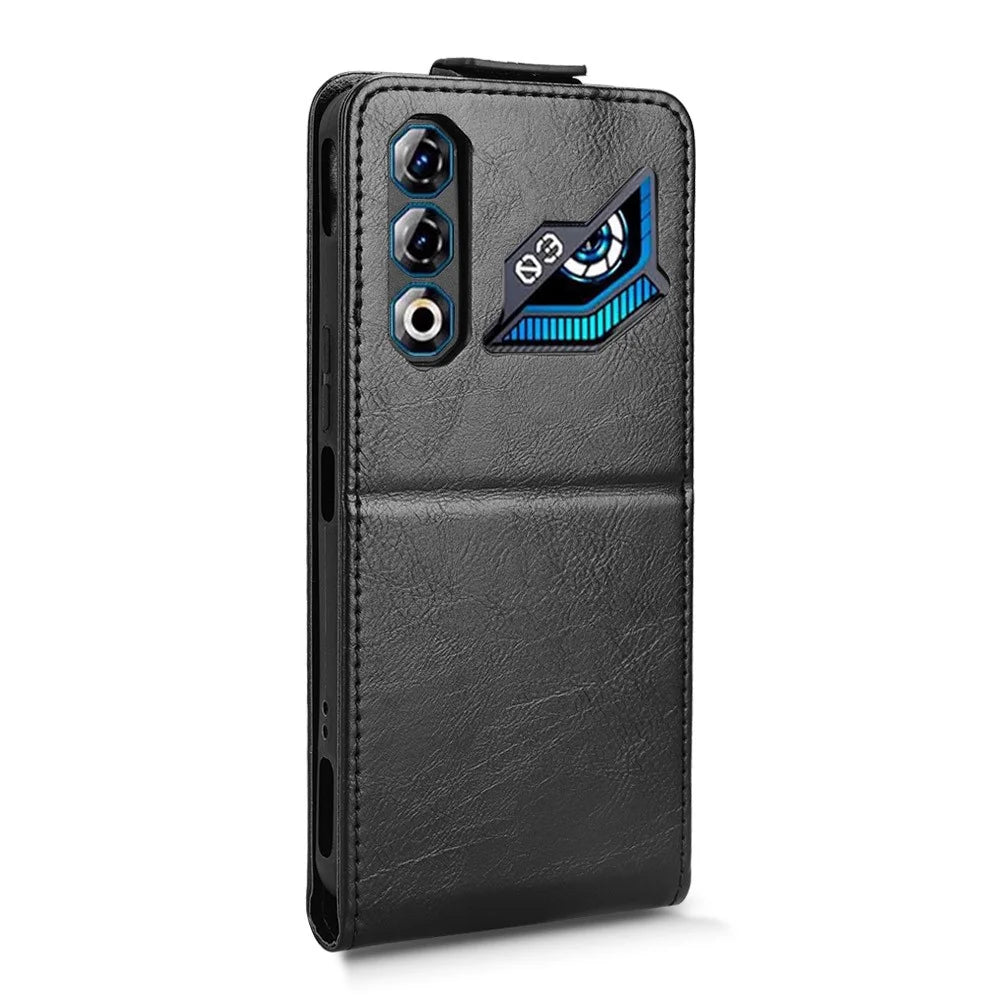 For ZTE nubia Neo 3 GT 5G Stand Case Magnetic Clasp Vertical Flip Leather Phone Cover with Card Holder - Black - 7