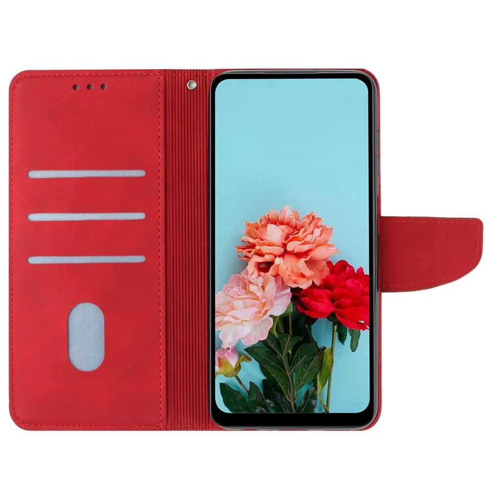 For Samsung Galaxy A14 5G / 4G Wallet Phone Case Magnetic Closure Stand Flip Solid Color PU Leather Protective Phone Cover - Red - 2