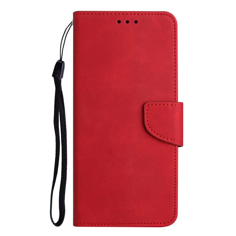 For Samsung Galaxy A14 5G / 4G Wallet Phone Case Magnetic Closure Stand Flip Solid Color PU Leather Protective Phone Cover - Red - 7