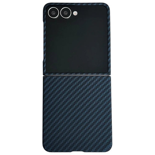 For Samsung Galaxy Z Flip7 5G Magnetic Case Carbon Fiber Texture Slim Shockproof PC Phone Cover - Blue - 1