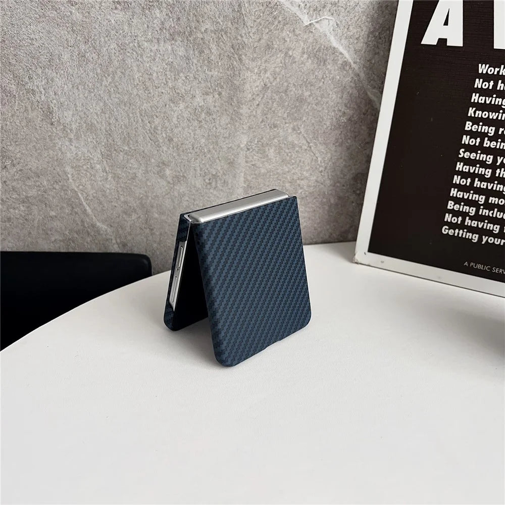 For Samsung Galaxy Z Flip7 5G Magnetic Case Carbon Fiber Texture Slim Shockproof PC Phone Cover - Blue - 4