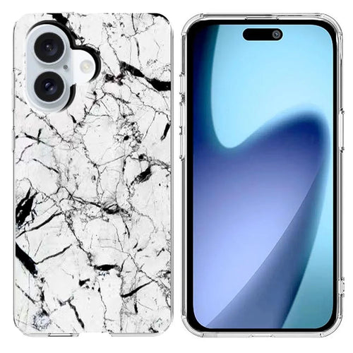 For iPhone 17 Case Marble Pattern Printing Soft TPU Phone Cover - White - 1