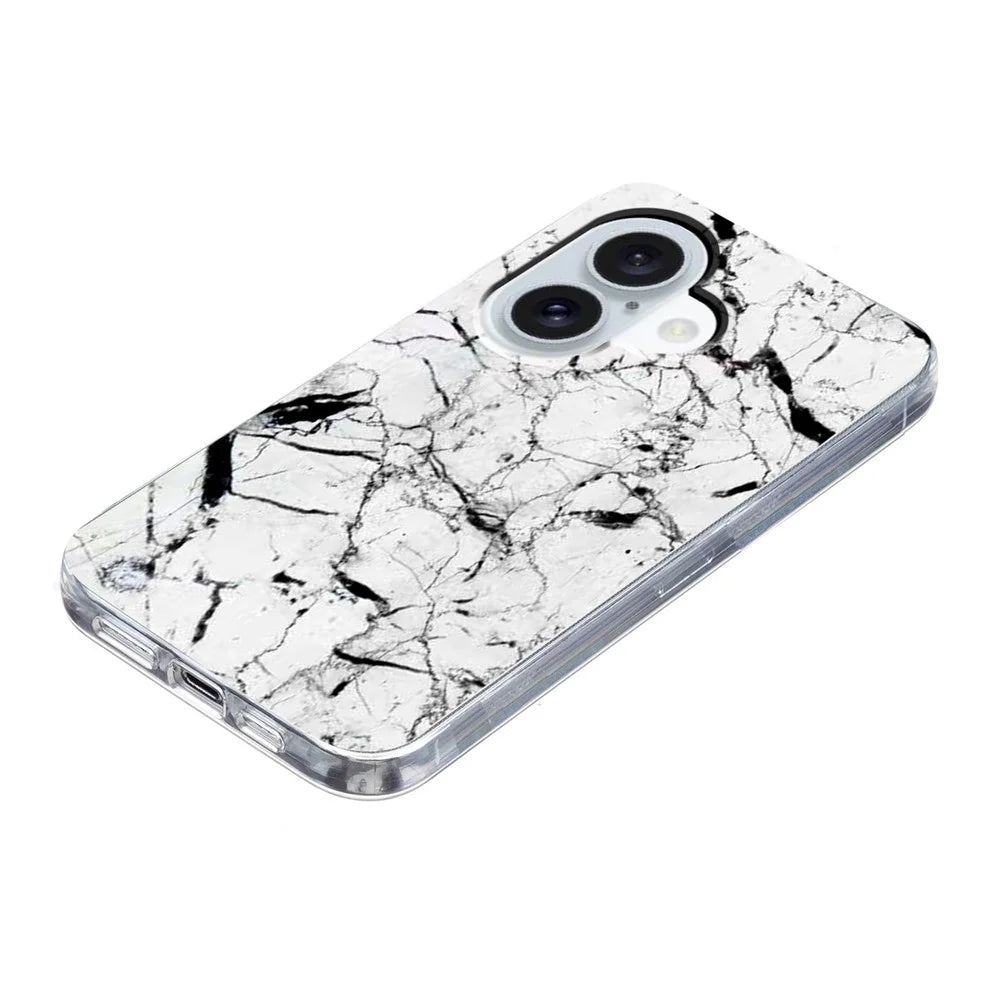 For iPhone 17 Case Marble Pattern Printing Soft TPU Phone Cover - White - 3