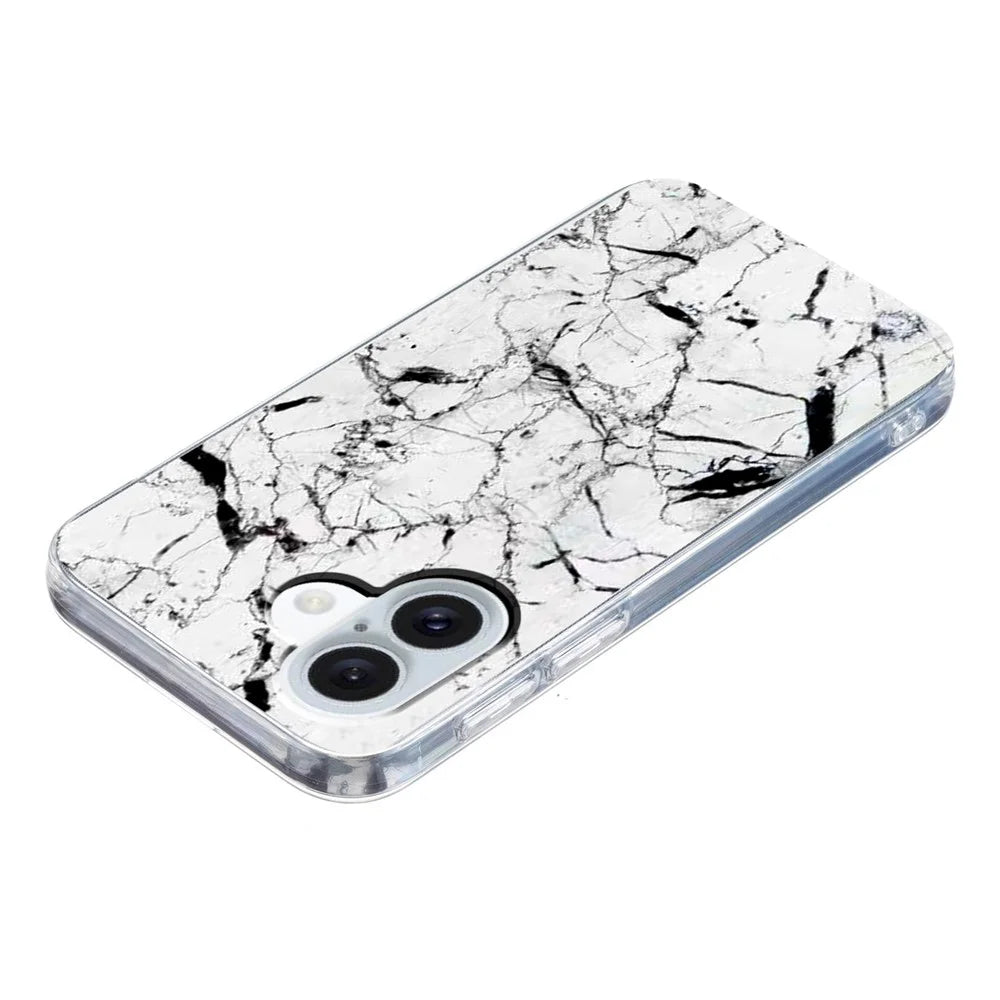 For iPhone 17 Case Marble Pattern Printing Soft TPU Phone Cover - White - 4