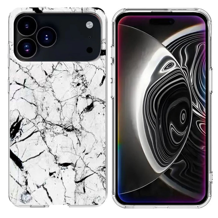 For iPhone 18 Pro Max / 17 Pro Max Case Marble Pattern Printing Soft TPU Phone Cover - White - 1