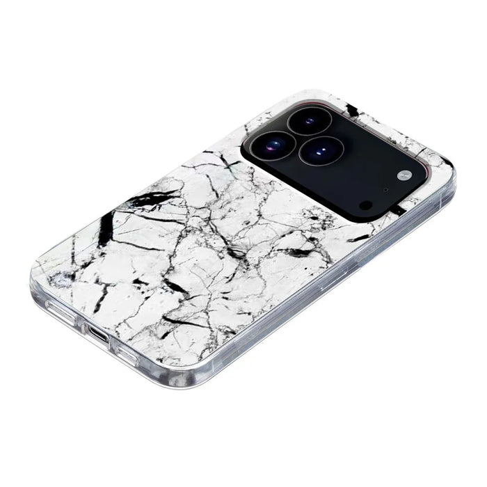 For iPhone 18 Pro Max / 17 Pro Max Case Marble Pattern Printing Soft TPU Phone Cover - White - 3