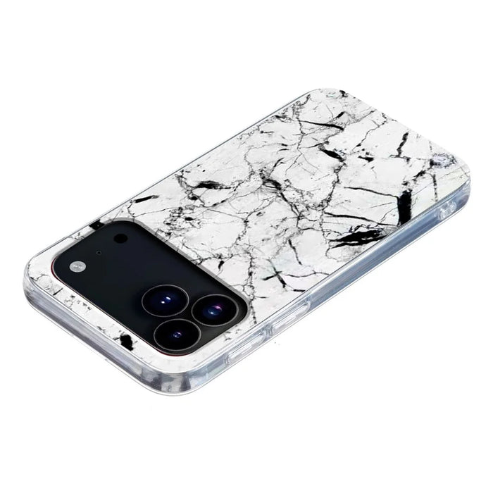 For iPhone 18 Pro Max / 17 Pro Max Case Marble Pattern Printing Soft TPU Phone Cover - White - 4