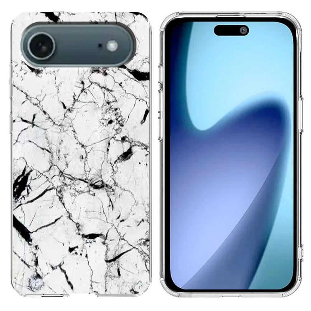 For iPhone Air Case Marble Pattern Printing Soft TPU Phone Cover - White - 1