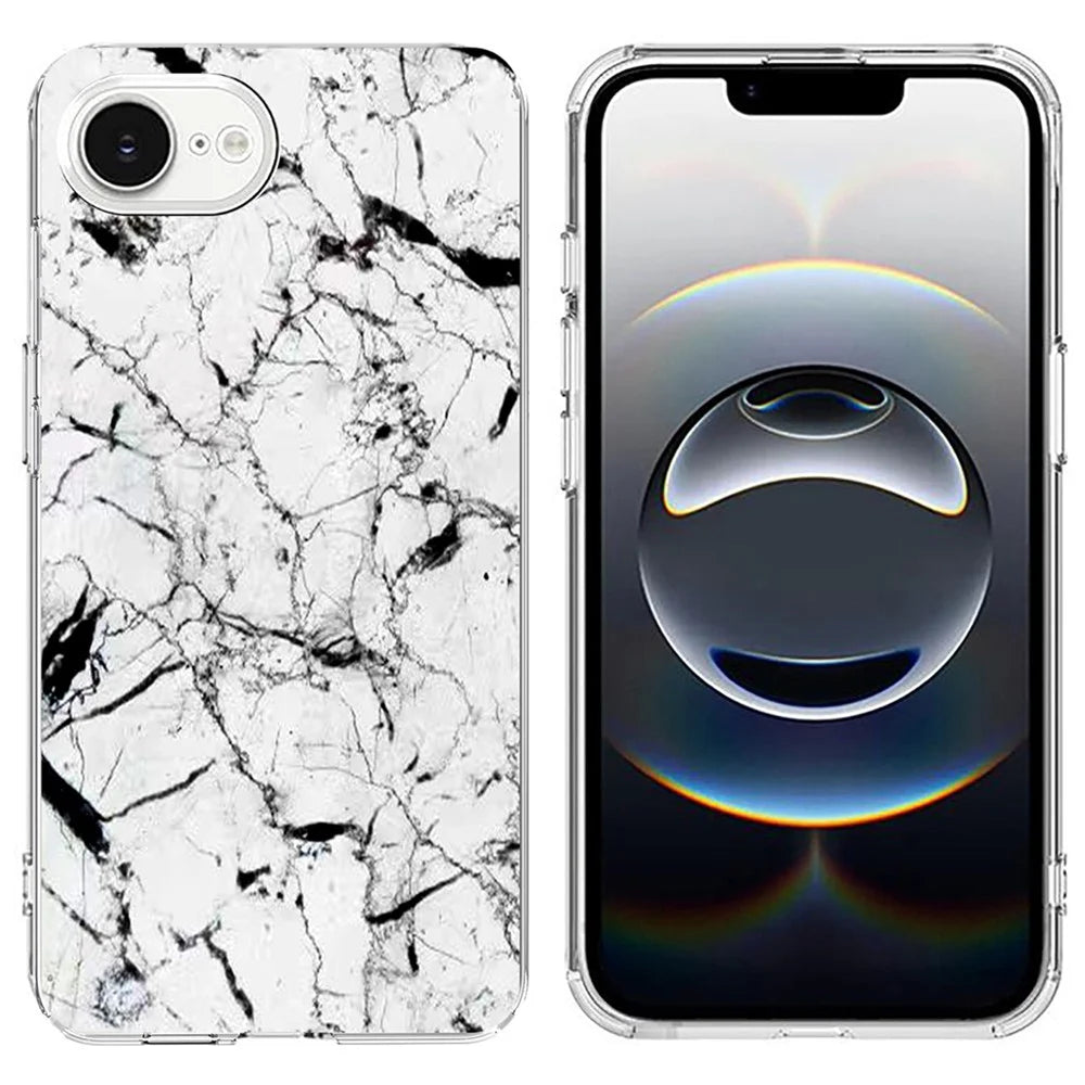 For iPhone 17e / 16e Case Marble Pattern Printing Soft TPU Phone Cover - White - 1