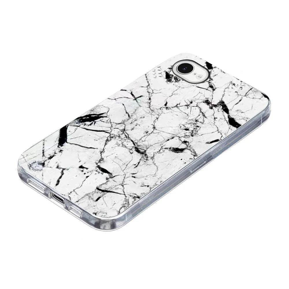 For iPhone 17e / 16e Case Marble Pattern Printing Soft TPU Phone Cover - White - 3